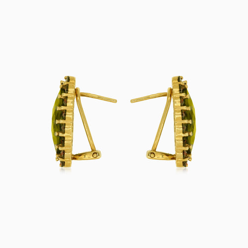 Oválné naušnice s moldavitem a kulatým broušeným granátem