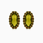 Oválné naušnice s moldavitem a kulatým broušeným granátem