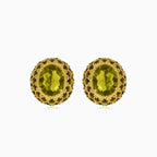 Visací naušnice s oválným vltavínem a kulatým granátem