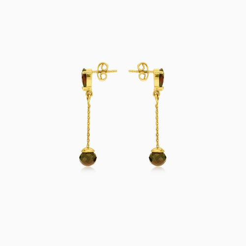 Tropfen- und rund-granat-gold-hänger