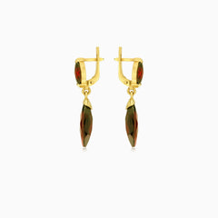 Elegance in gold marquise garnet drops