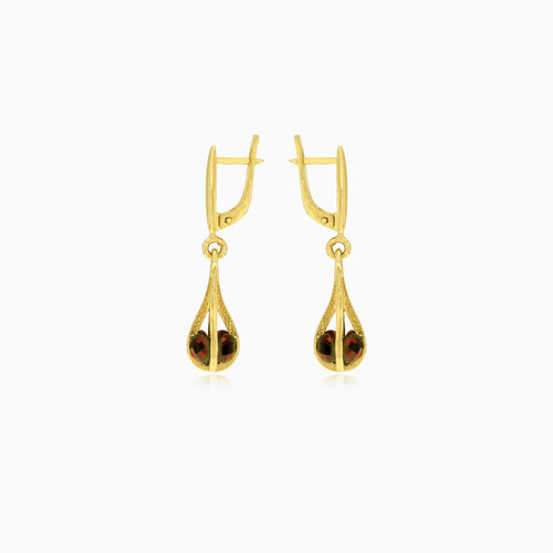 Pendientes colgantes de granate atrapado