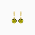 Boucles d’oreilles en or avec moldavite taille coussin