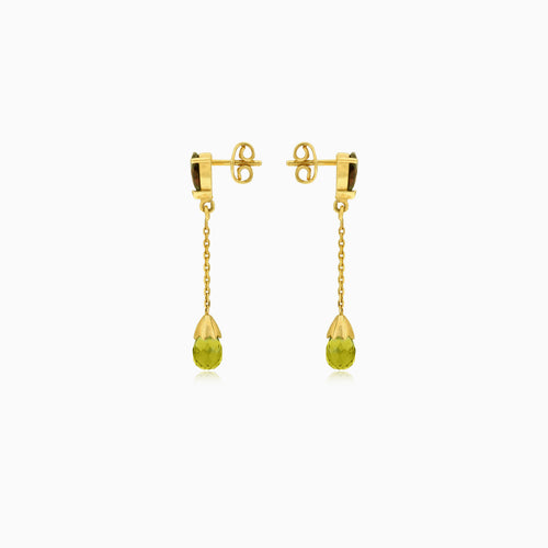 Zlaté náušnice s granáty a vltavíny