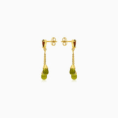 Náušnice s granátem a dvojitým vltavínem