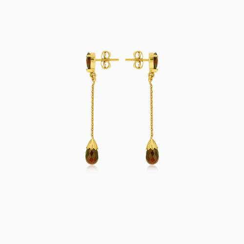 Garnet Tropfen-Ohrhänger aus Gold