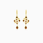 Radiant 14kt gold garnet dangling earrings