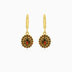 Regal 14kt gold garnet dangling earrings
