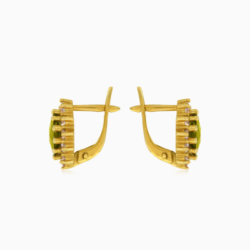 Elegante 14kt Gold-Moldavit- und Zirkonia-Ohrringe