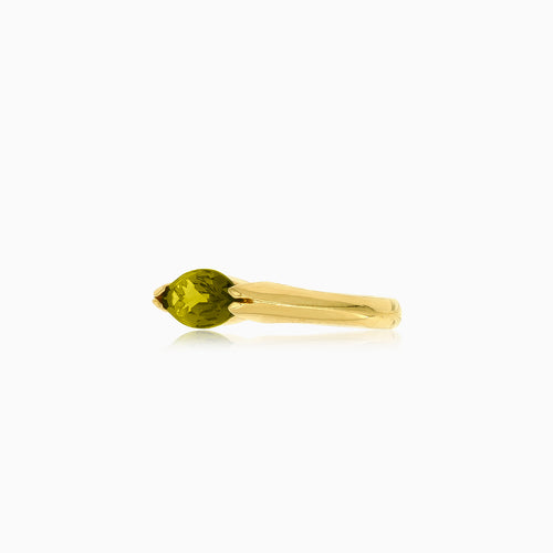 Bague élégante en moldavite taille marquise