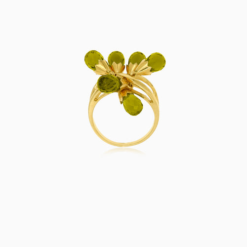 Bague poires vertes en or jaune