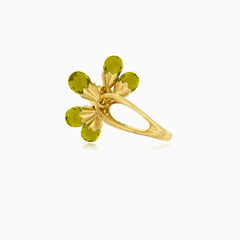 Bague poires vertes en or jaune