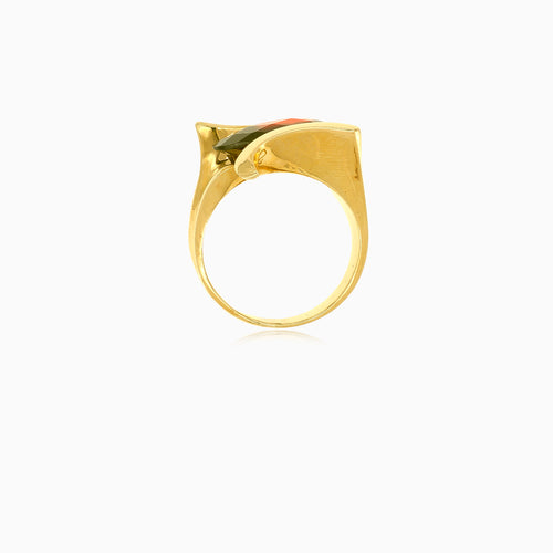 Goldener Elegance Damenring mit Granat