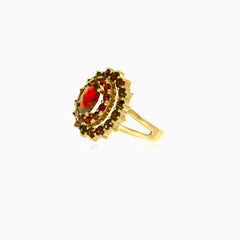Regal 14kt gold garnet ring