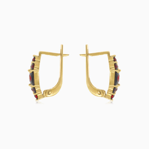 Granat-Harmonie-Damen-Gold-Ohrringe