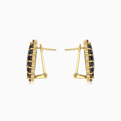 Elegant oval and round garnet earrings