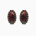 Elegant oval and round garnet earrings