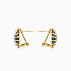 Boucles d’oreilles harmonie avec grenats taille coussin et ronde