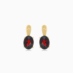 Boucles d’oreilles élégantes en grenat ovale en or 14 carats