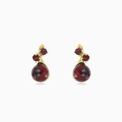 Zlaté náušnice s kulatými granáty