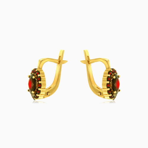 Anmutige Tanz-Granat 14kt Gold Tropfenohrringe