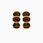 Trio éclatant de gouttes ovales en or jaune triple