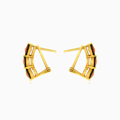 Trio éclatant de gouttes ovales en or jaune triple