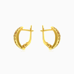 Garnet rounds gold drop earrings