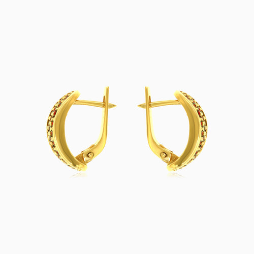 Granat-Runde-Gold-Tropfen-Ohrringe