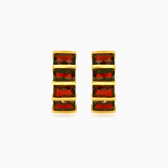 Boucles d'oreilles pendantes en grenat géométrique