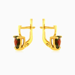 Herz Granat Gold Tropfenohrringe