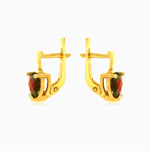 Herz Granat Gold Tropfenohrringe