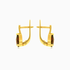 Pendientes colgantes de oro con granate en forma de lágrima