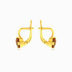 Zlaté náušnice s granátem s princess brusem