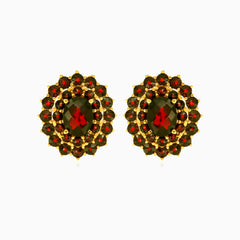 Regal 14kt gold garnet drop earrings
