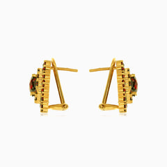 Regal 14kt gold garnet drop earrings
