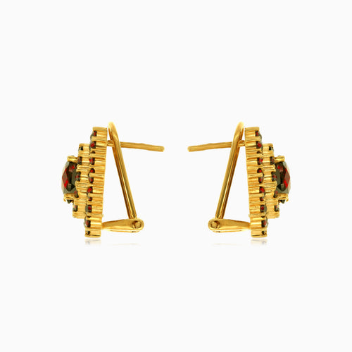 Regal 14kt gold garnet drop earrings