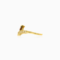 Anillo de granate y circonia cúbica en oro elegante