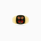 Classic gentlemen garnet gold ring