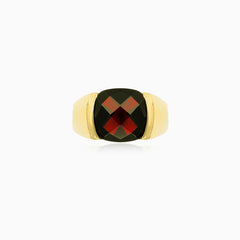 Classic gentlemen garnet gold ring