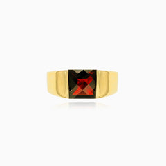 Elegant men garnet gold ring