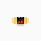 Elegant men garnet gold ring