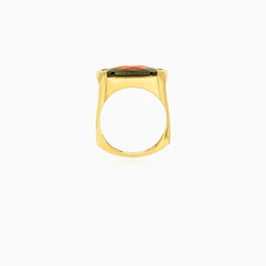 Eleganter ovaler Granat-Goldring