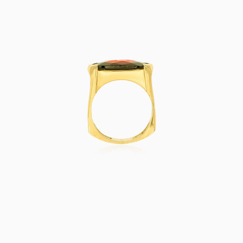 Eleganter ovaler Granat-Goldring