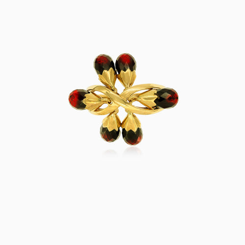 Eleganter Briolette-Granat-Goldring