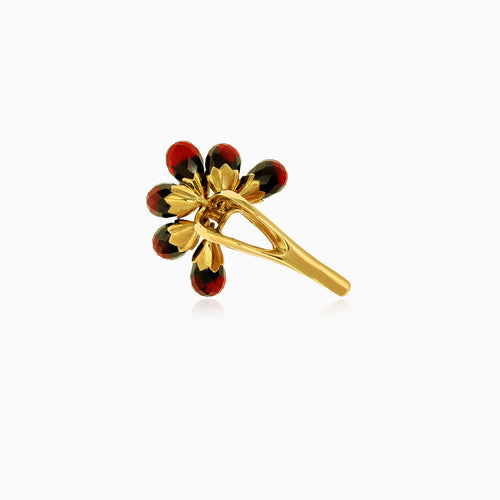 Eleganter Briolette-Granat-Goldring