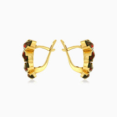 Boucles d’oreilles pendantes en grenats marquise avec papillons dansants