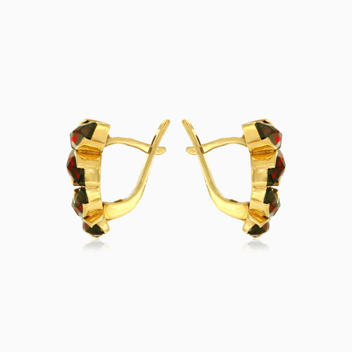 Boucles d’oreilles pendantes en grenats marquise avec papillons dansants