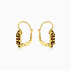 Pendientes colgantes ovalados con granate y detalles de piedras redondas