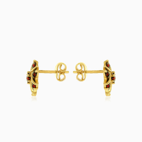 Boucles d’oreilles en or avec grenats floraux